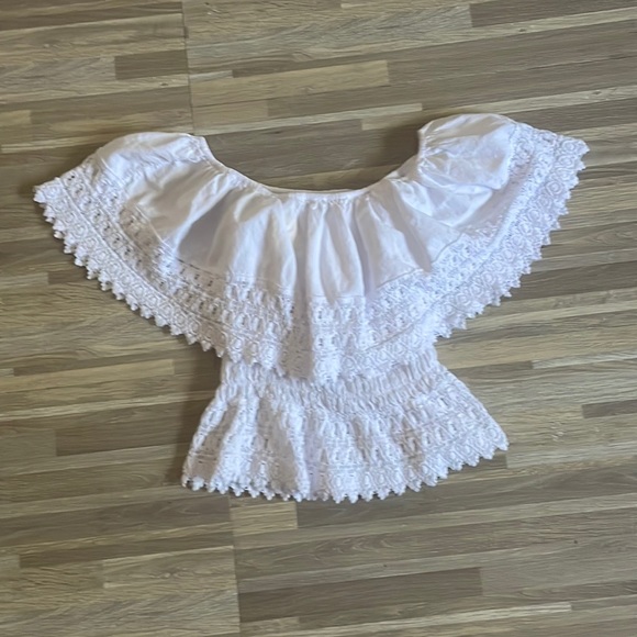 Tops - Nikki by Mile cotton embroidered off the shoulder top. Size M